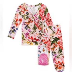 Posh Peanut Baby Girl's Marisol Tie Front Ruffled Kimono Set-0-3M